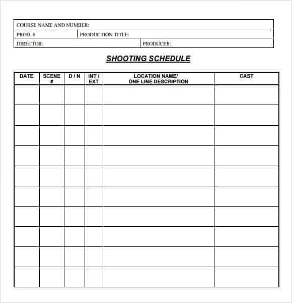 Detail Film Shot List Template Excel Nomer 45