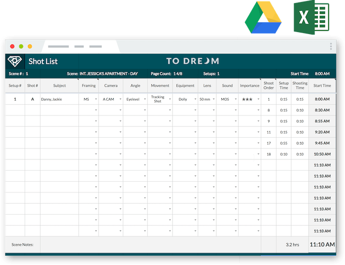 Detail Film Shot List Template Excel Nomer 6
