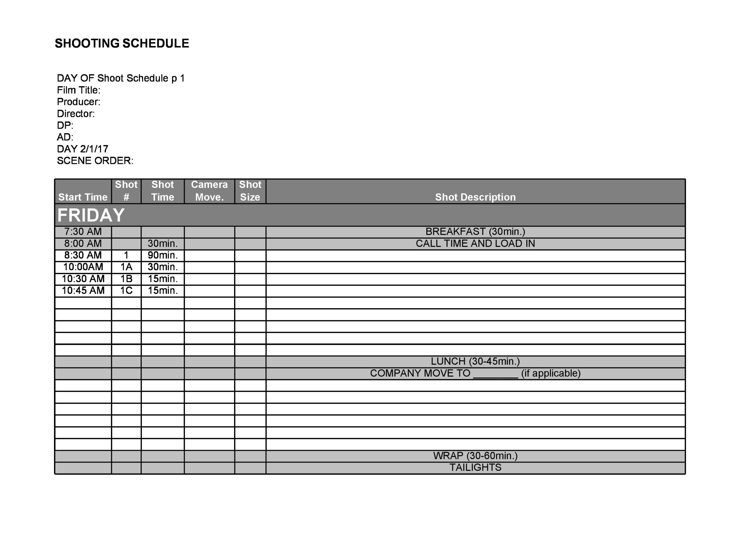 Detail Film Shot List Template Excel Nomer 54