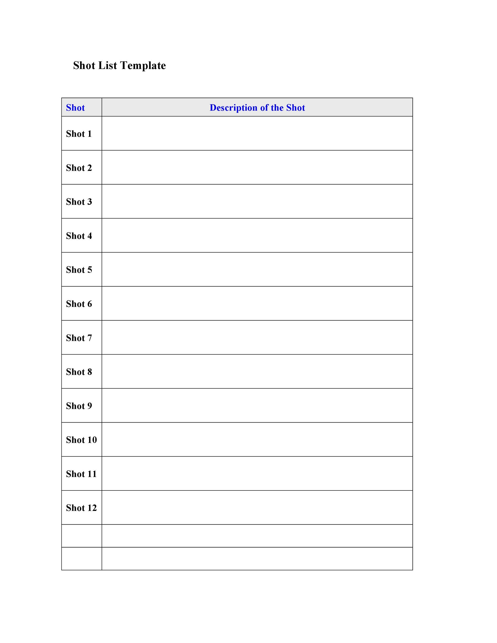 Detail Film Shot List Template Excel Nomer 56
