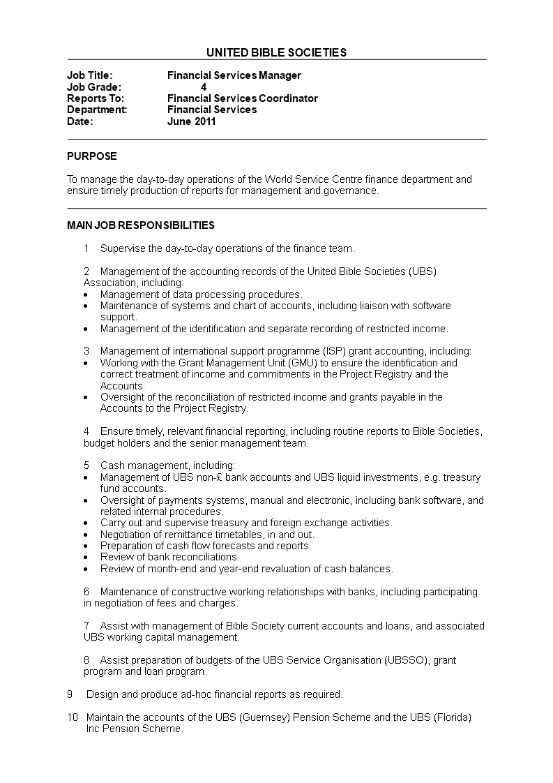 Detail Financial Controller Job Description Template Nomer 40