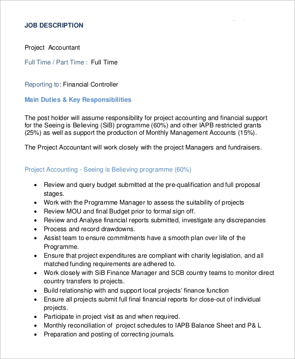 Detail Financial Controller Job Description Template Nomer 45