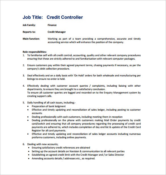 Detail Financial Controller Job Description Template Nomer 7