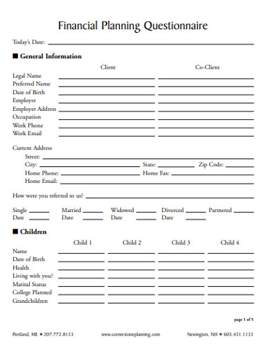 Detail Financial Planning Questionnaire Template Nomer 9