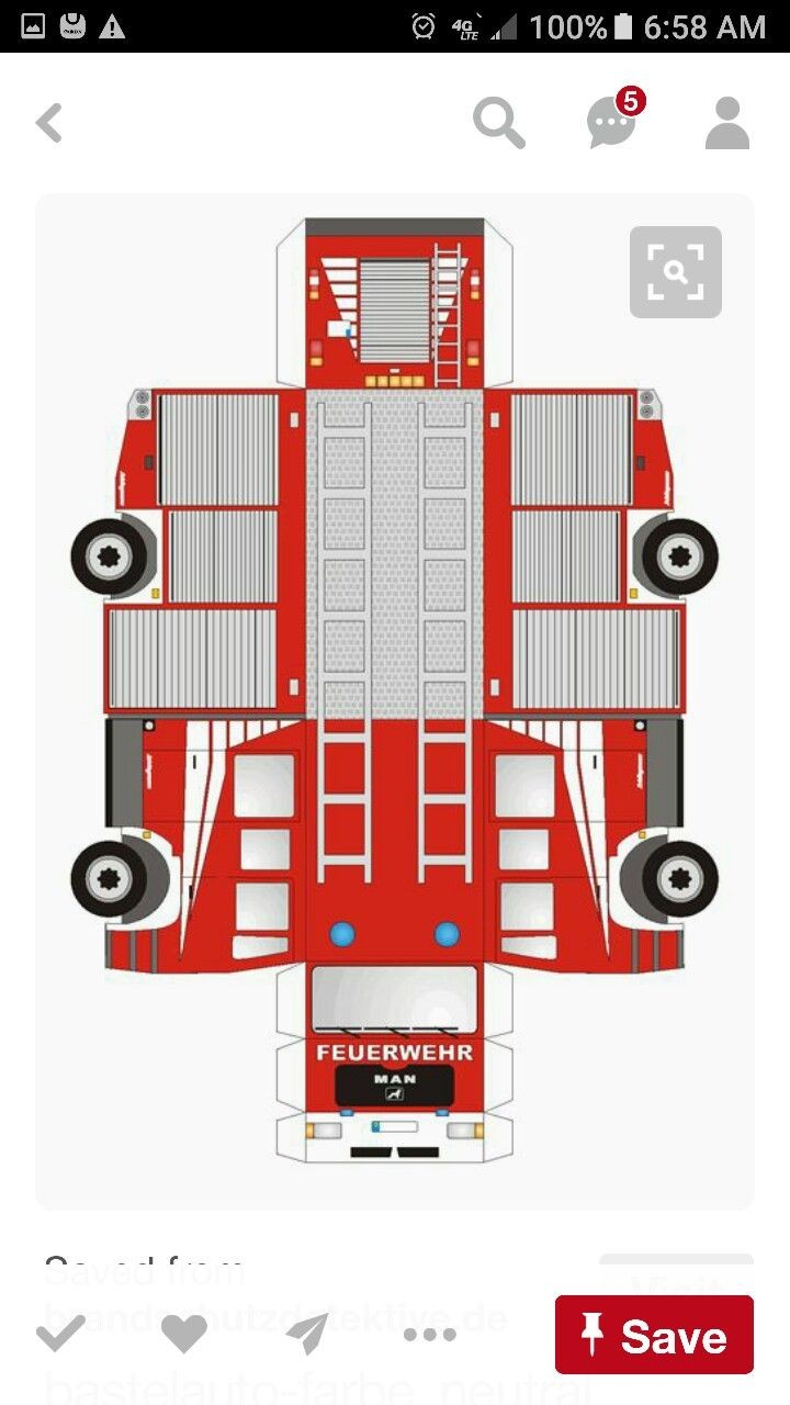 Detail Fire Truck Craft Template Nomer 46