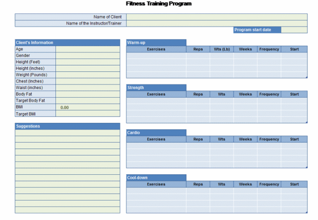 Detail Fitness Training Schedule Template Nomer 10