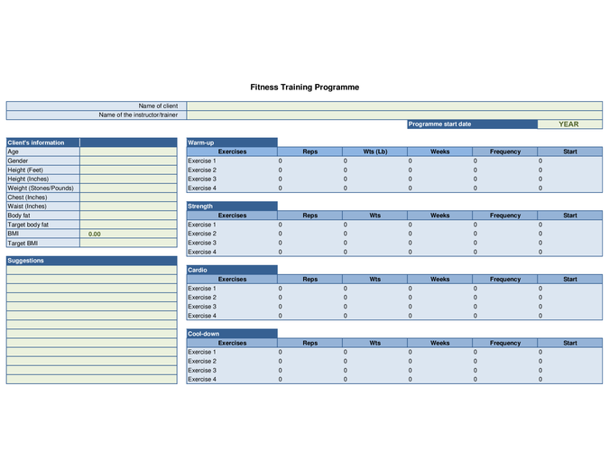 Detail Fitness Training Schedule Template Nomer 3