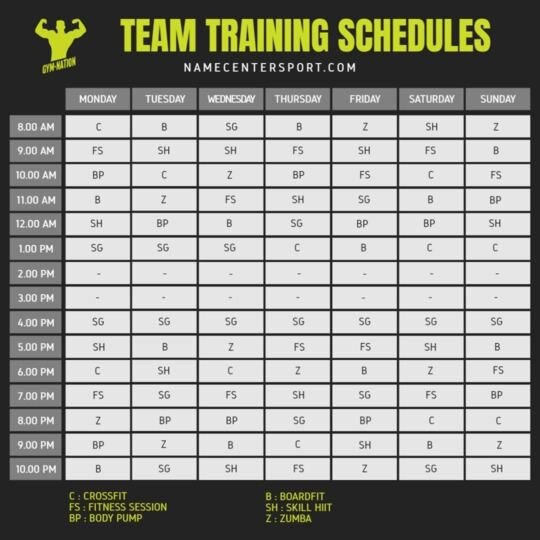 Detail Fitness Training Schedule Template Nomer 34