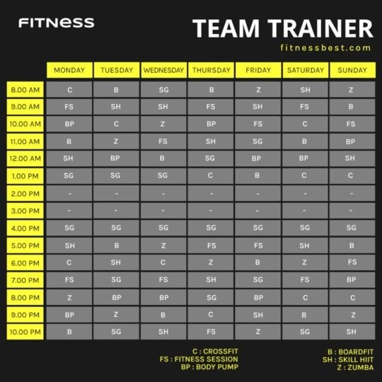 Detail Fitness Training Schedule Template Nomer 37