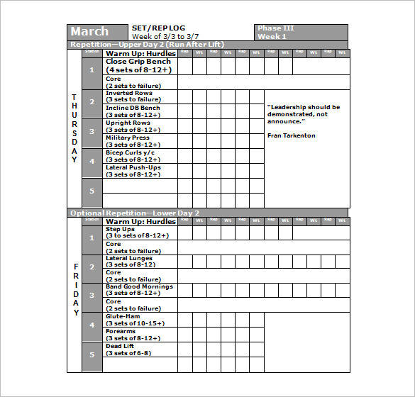 Detail Fitness Training Schedule Template Nomer 45