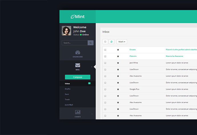 Detail Flat Css Template Nomer 13