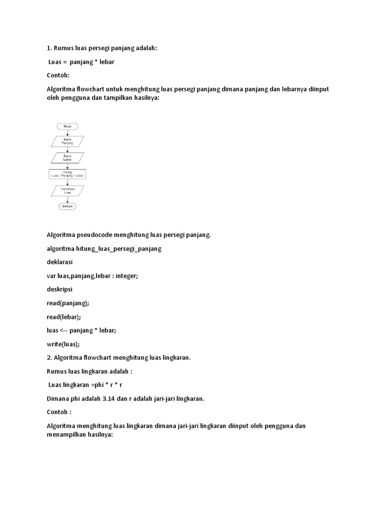 Detail Flowchart Menghitung Luas Persegi Panjang Nomer 30