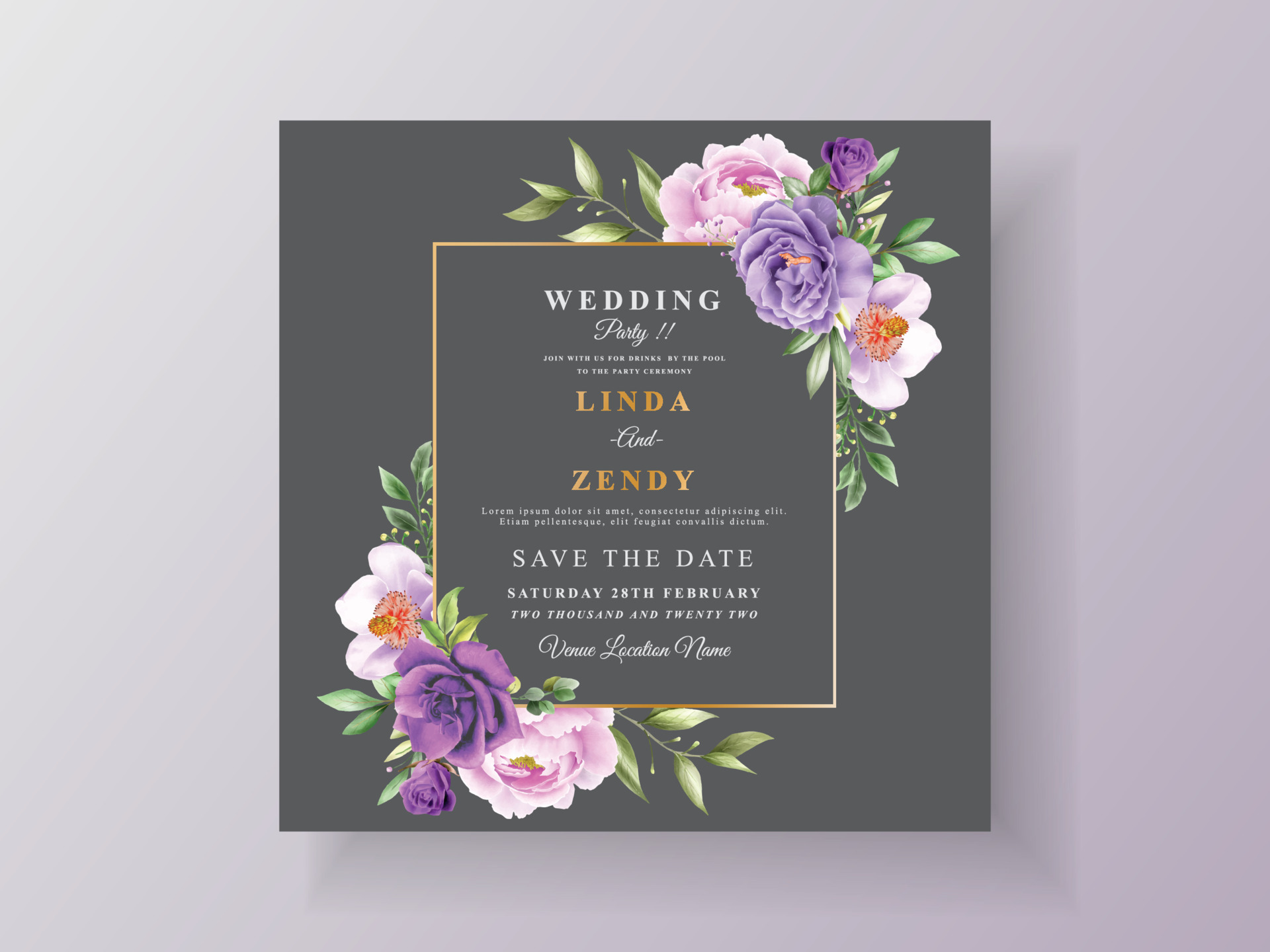 Detail Flower Invitation Card Template Nomer 49