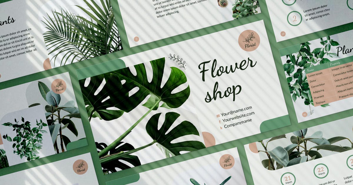 Detail Flowery Powerpoint Template Nomer 23