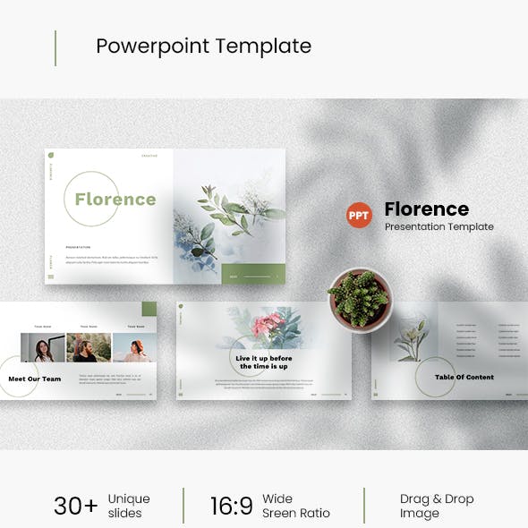 Detail Flowery Powerpoint Template Nomer 42
