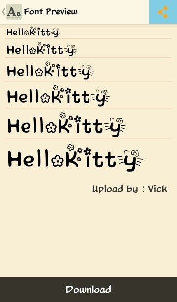 Detail Font Hello Kitty Nomer 18