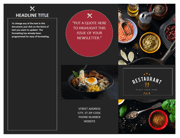 Food Brochure Template Word - KibrisPDR