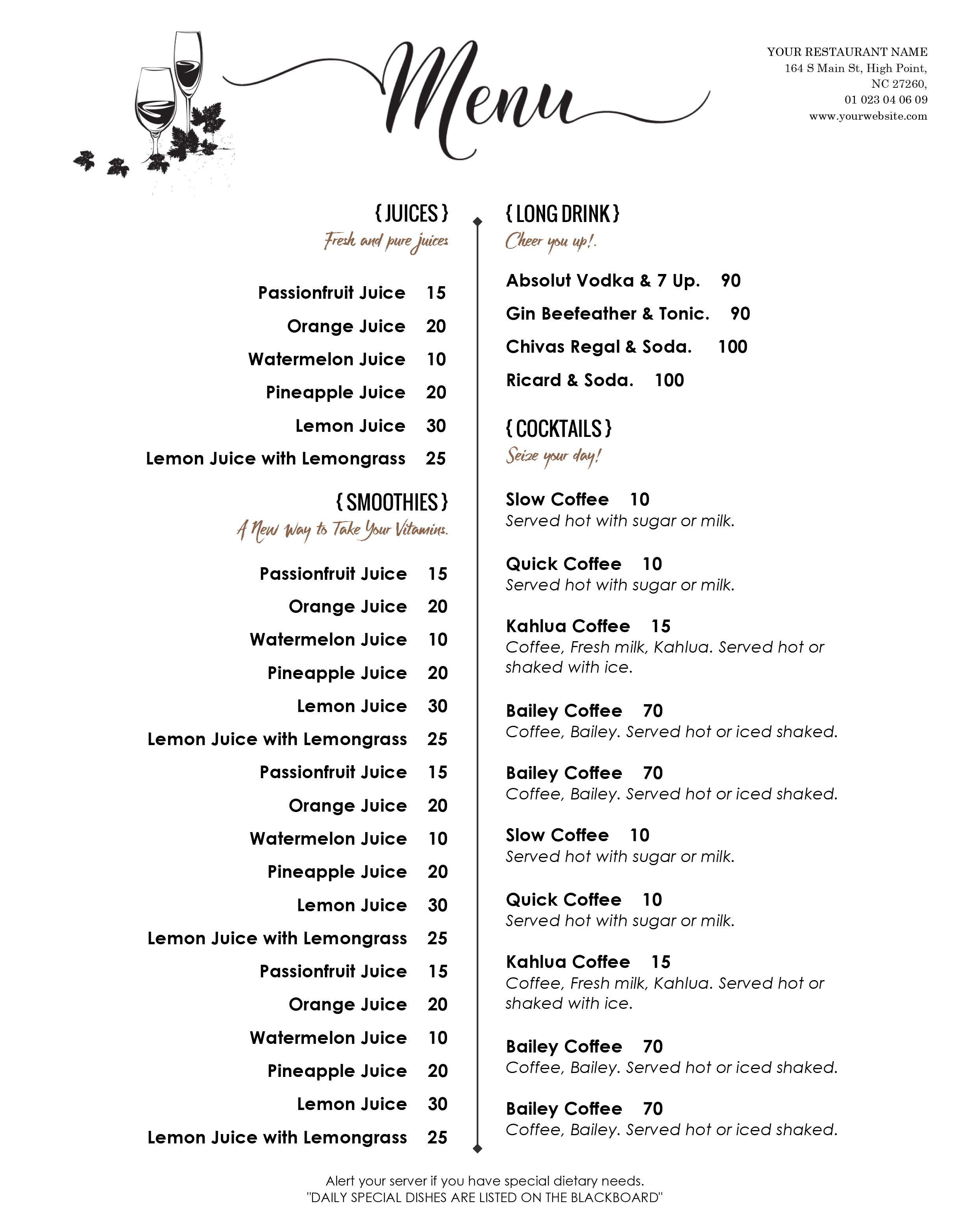 Detail Food Menu Template Microsoft Word Nomer 12