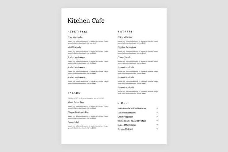 Detail Food Menu Template Microsoft Word Nomer 8