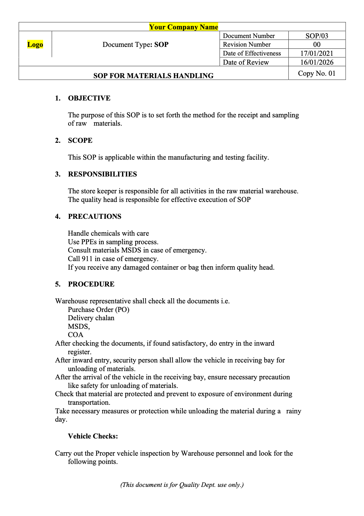 Detail Food Safety Sop Template Nomer 42