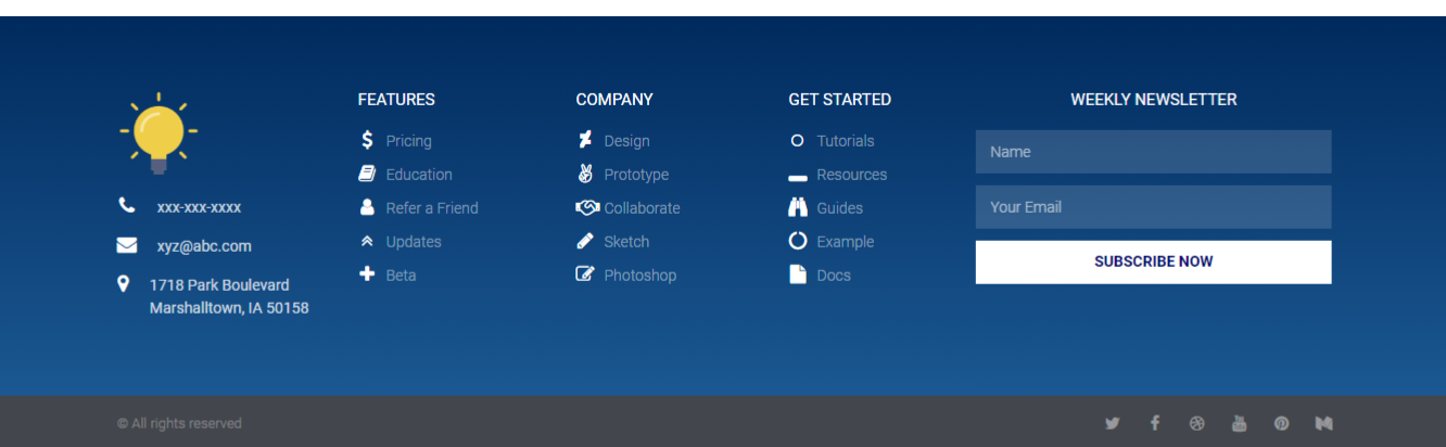 Detail Footer Template For Elementor Nomer 4