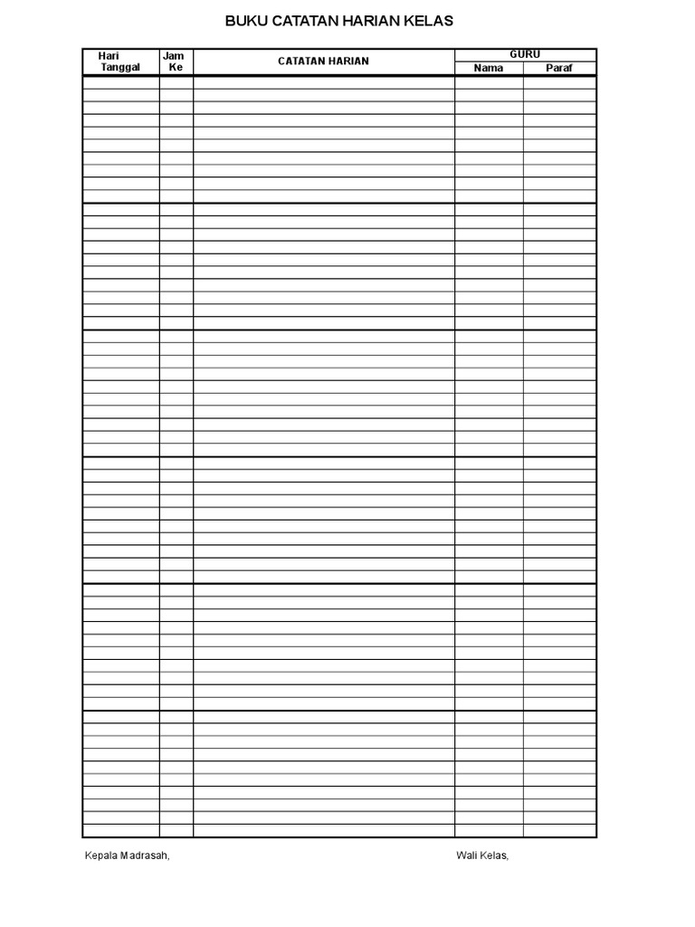 Detail Format Buku Harian Nomer 18