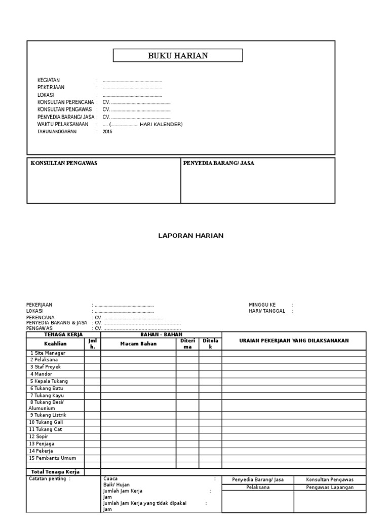 Detail Format Buku Harian Nomer 29