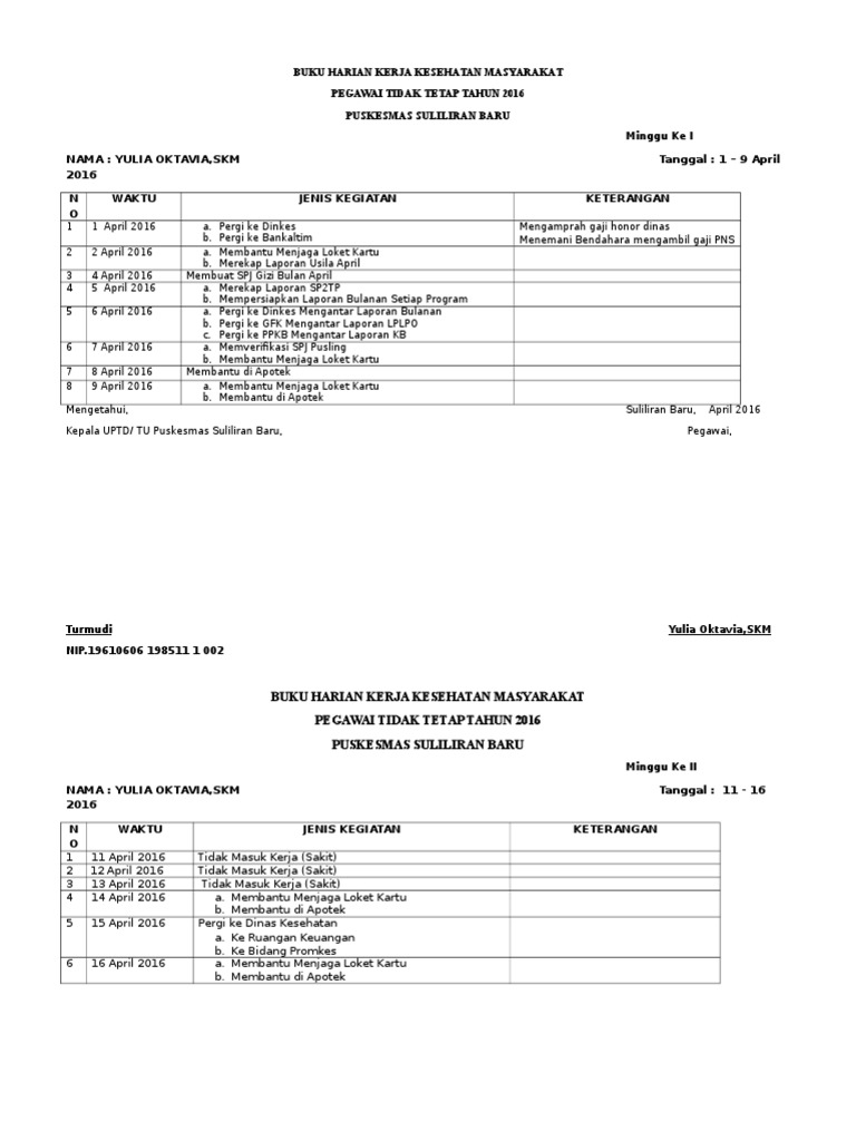 Detail Format Buku Harian Nomer 30