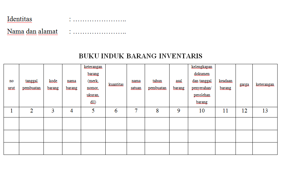 Detail Format Buku Inventaris Barang Nomer 30