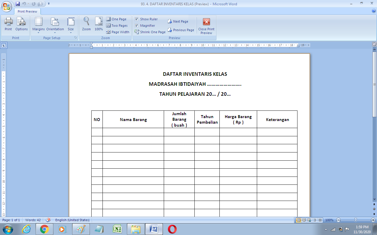 Detail Format Buku Inventaris Barang Nomer 39