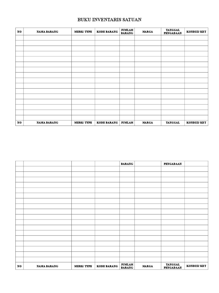 Detail Format Buku Inventaris Barang Nomer 41