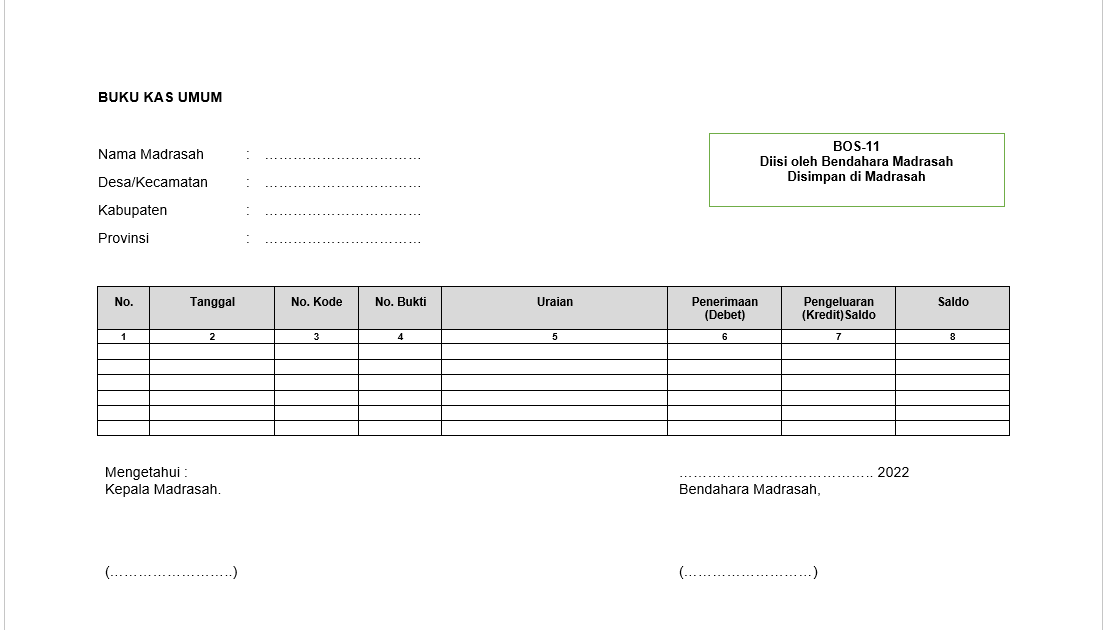 Detail Format Buku Kas Umum Nomer 38