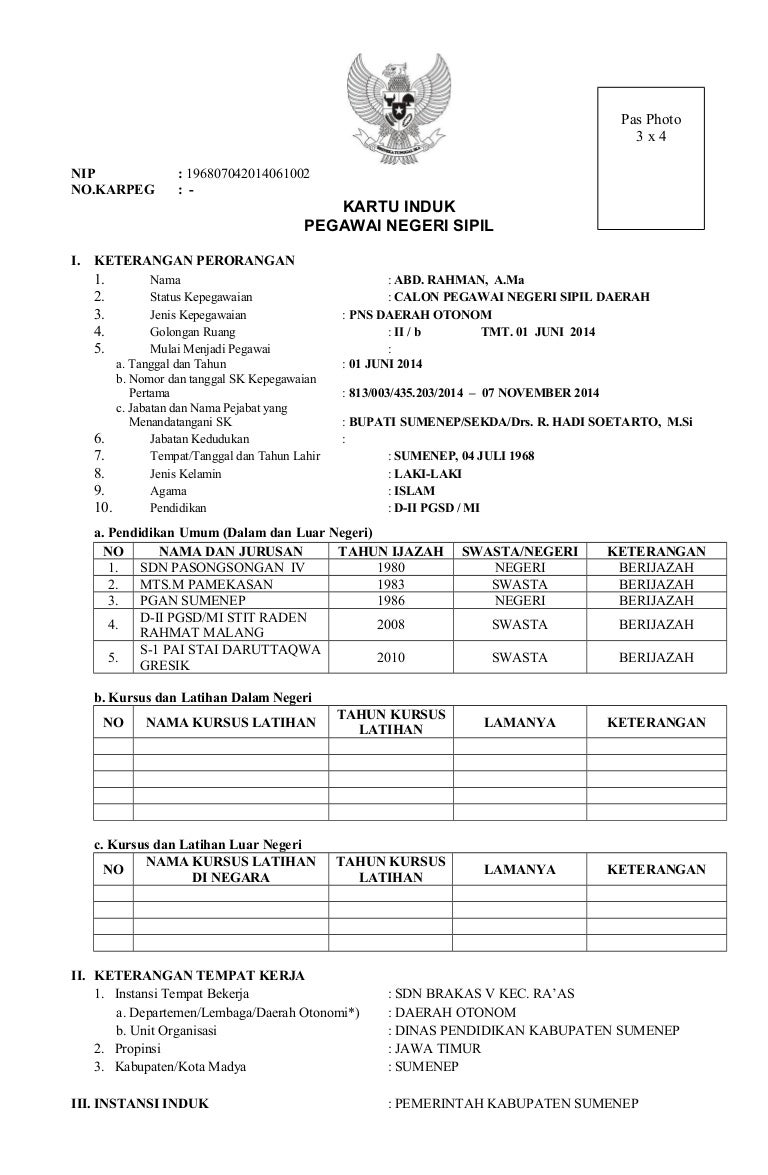 Detail Format Buku Kepegawaian Nomer 25