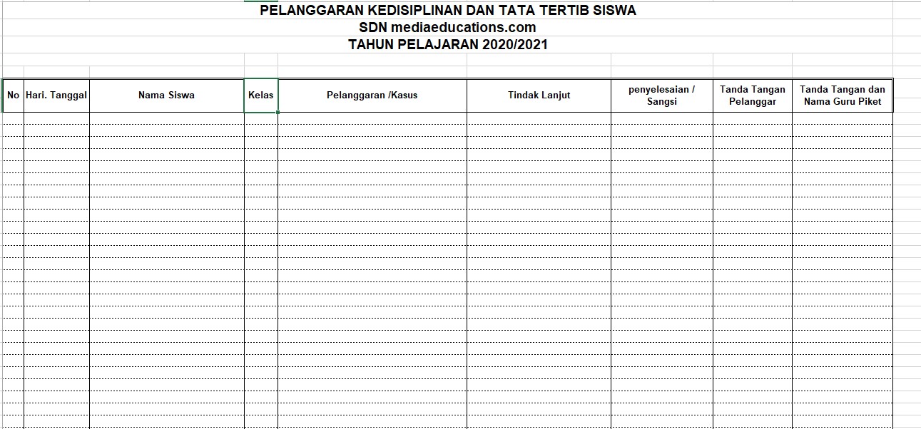 Detail Format Buku Piket Harian Guru Doc Nomer 13