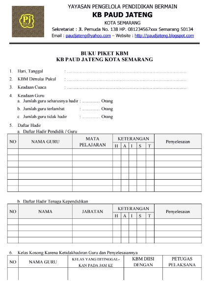 Detail Format Buku Piket Harian Guru Doc Nomer 26