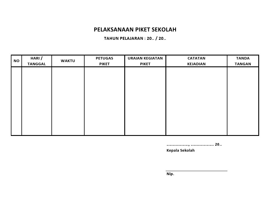 Detail Format Buku Piket Harian Guru Doc Nomer 4