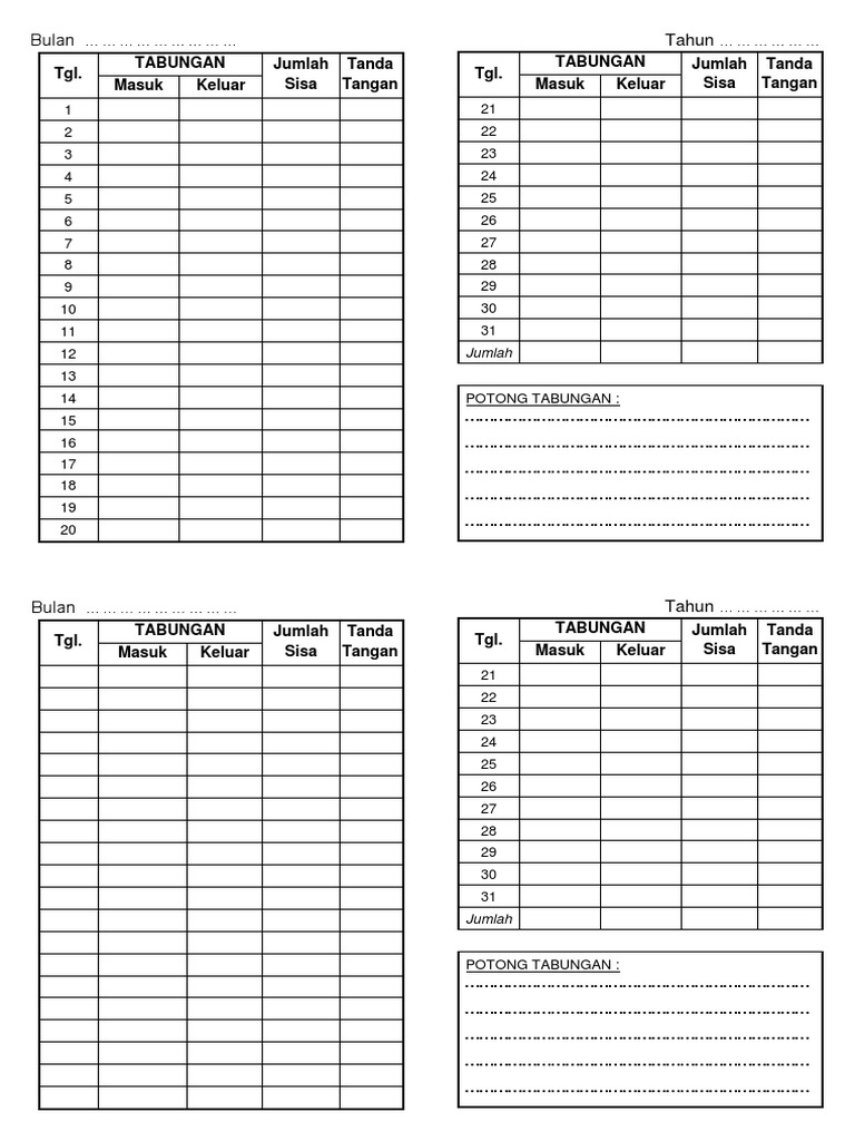 Detail Format Buku Tabungan Bank Nomer 10