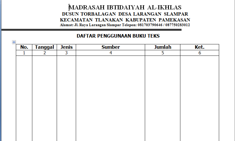 Detail Format Buku Telepon Nomer 37