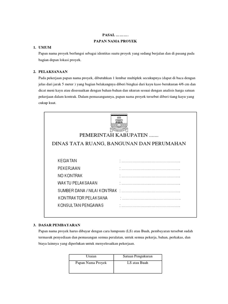 Detail Format Papan Nama Proyek Nomer 13