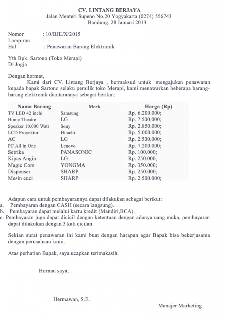 Detail Format Surat Penawaran Harga Nomer 19