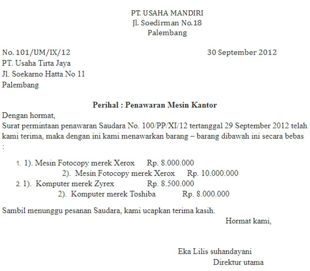 Detail Format Surat Penawaran Harga Nomer 7