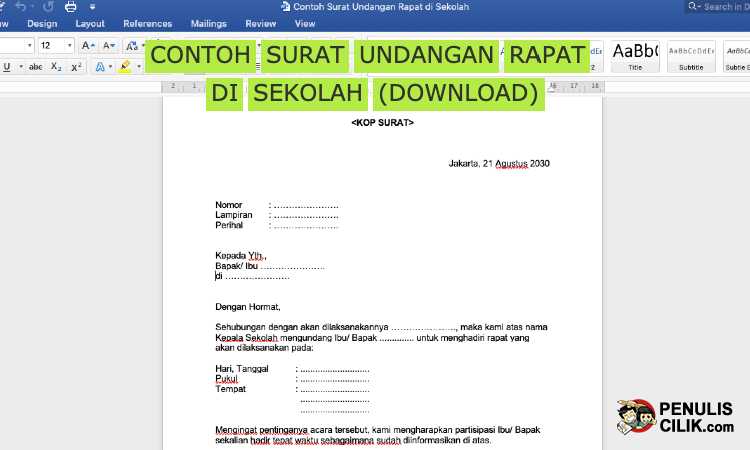Detail Format Undangan Rapat Nomer 33