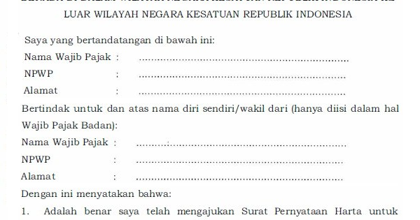 Detail Formulir Surat Pernyataan Harta Untuk Pengampunan Pajak Nomer 6