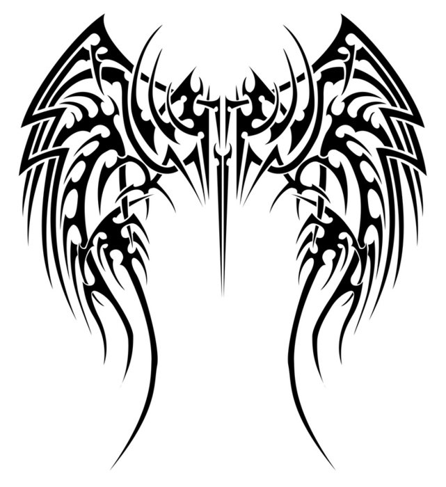 Detail Angel Wings Tattoo Tribal Nomer 9