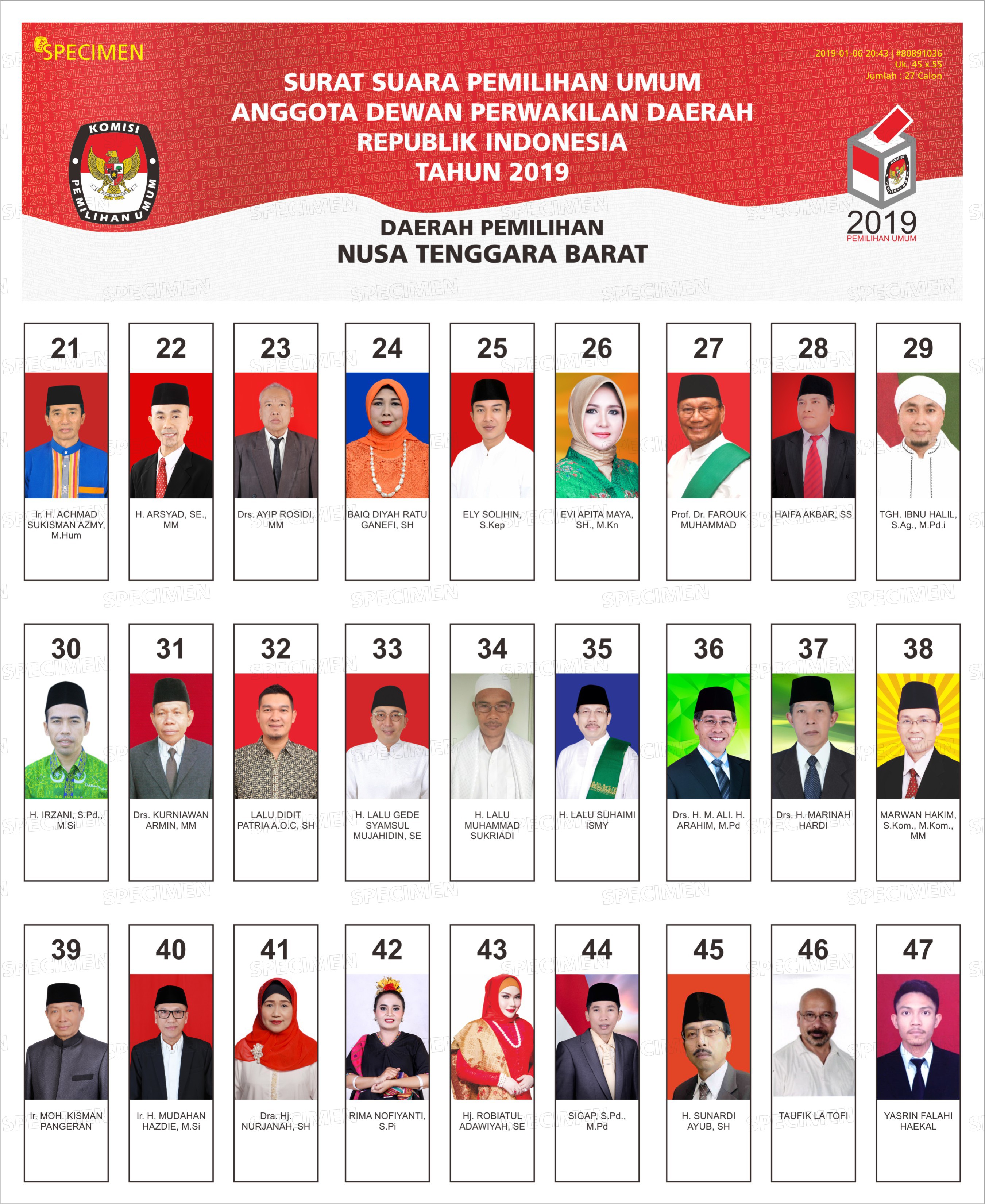 Detail Foto Surat Suara Pilpres 2019 Nomer 41