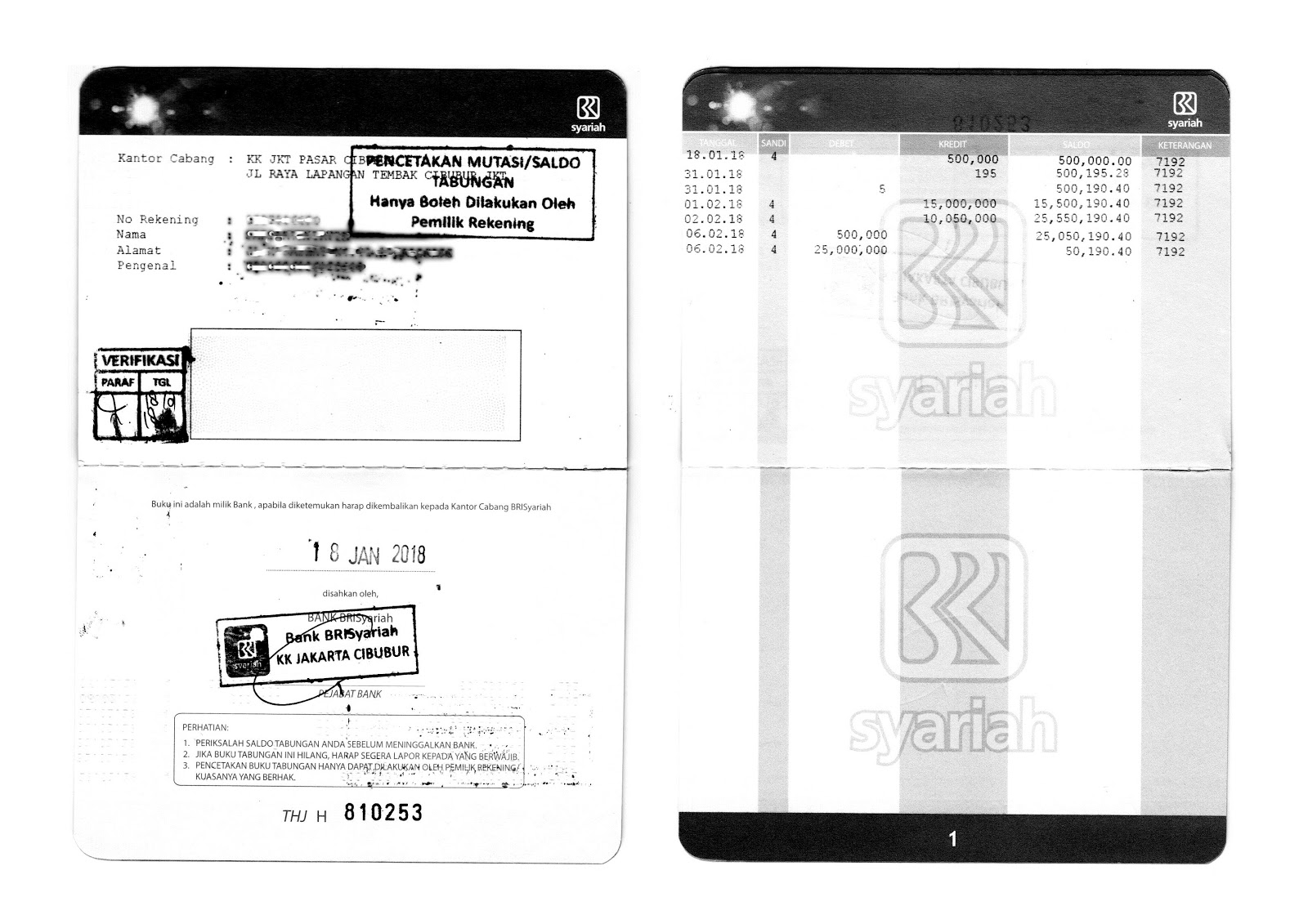 Detail Fotocopy Buku Rekening Nomer 25