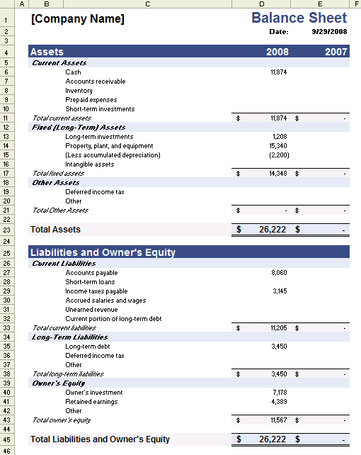 Detail Free Balance Sheet Template Nomer 10