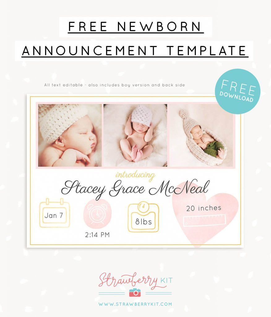 Free Birth Announcement Template - KibrisPDR