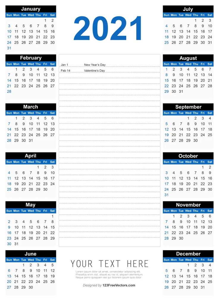 Detail Free Blank Calendar Template 2021 Nomer 28