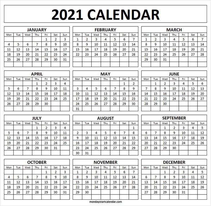 Detail Free Blank Calendar Template 2021 Nomer 34